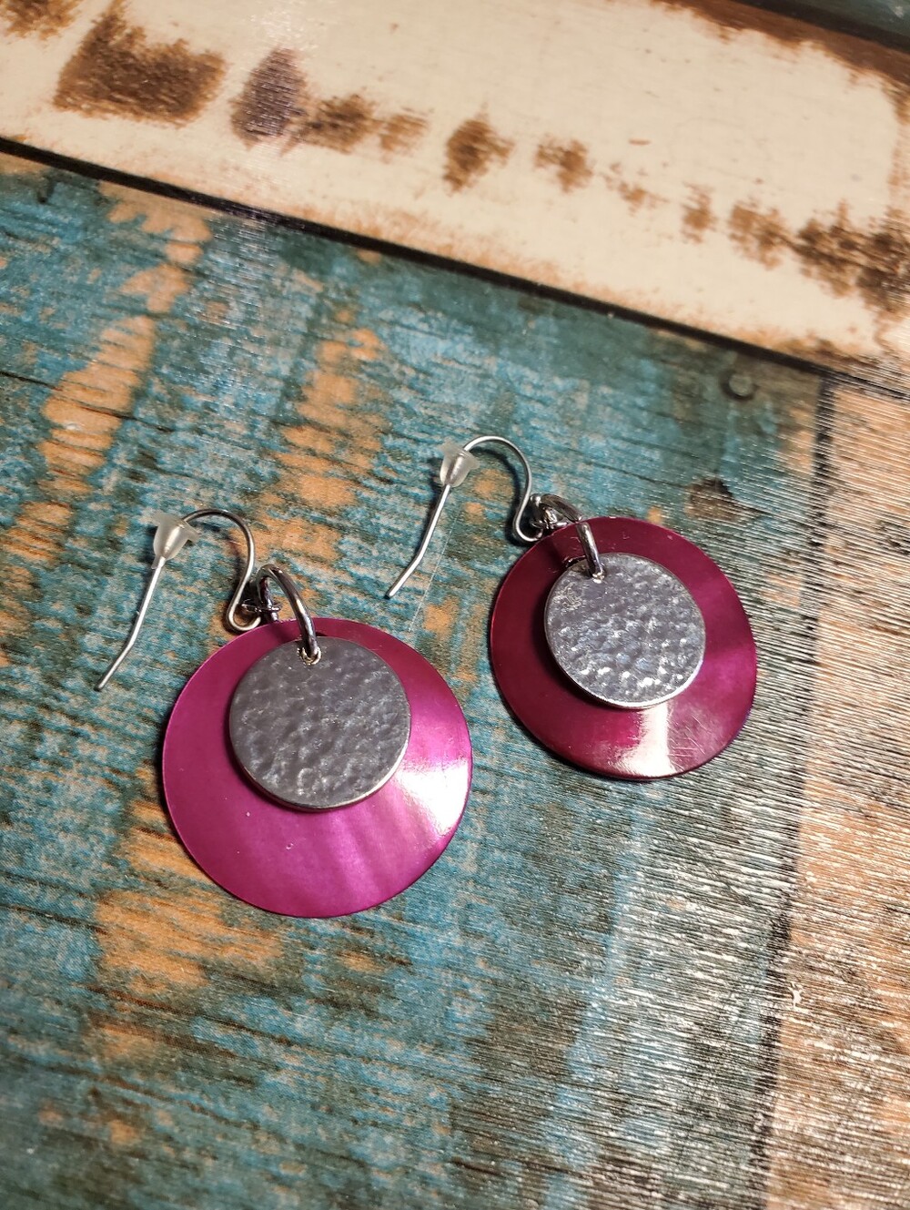 7/$10 Purple Disc Drop Earrings